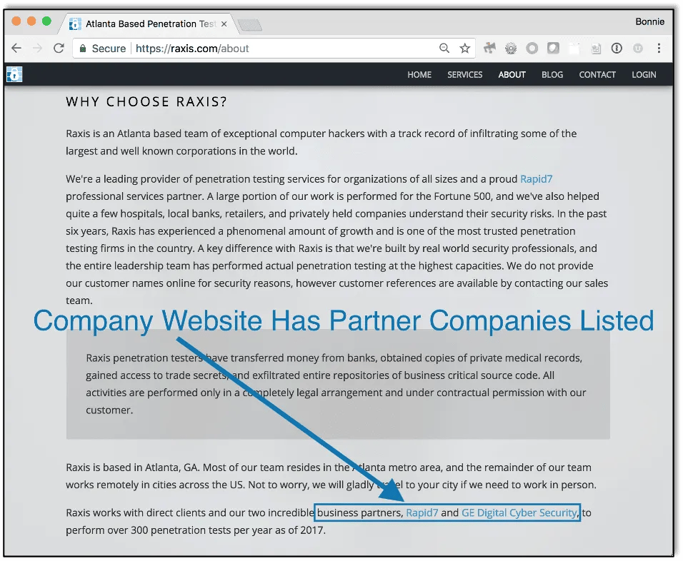Company Website Reveals Partners