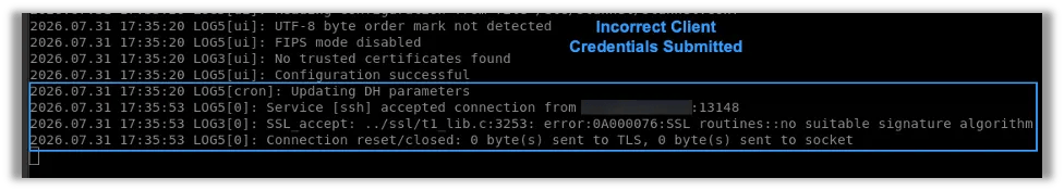 Authentication Attempt Failed With Incorrect Username