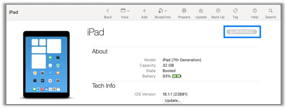 iPad shows as Supervised