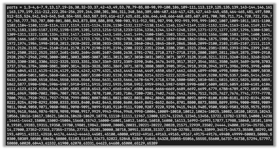 Top 1000 ports in masscan's config file