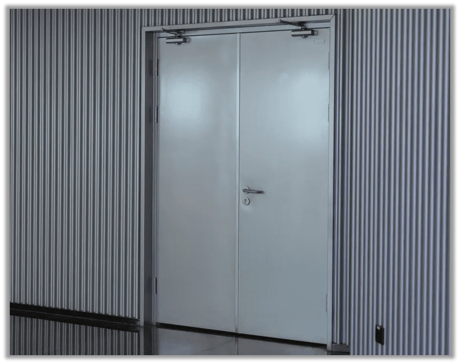 Doors with metal plate protecting the latch