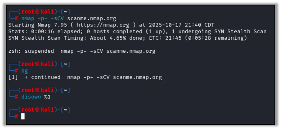 Commands to migrate the process