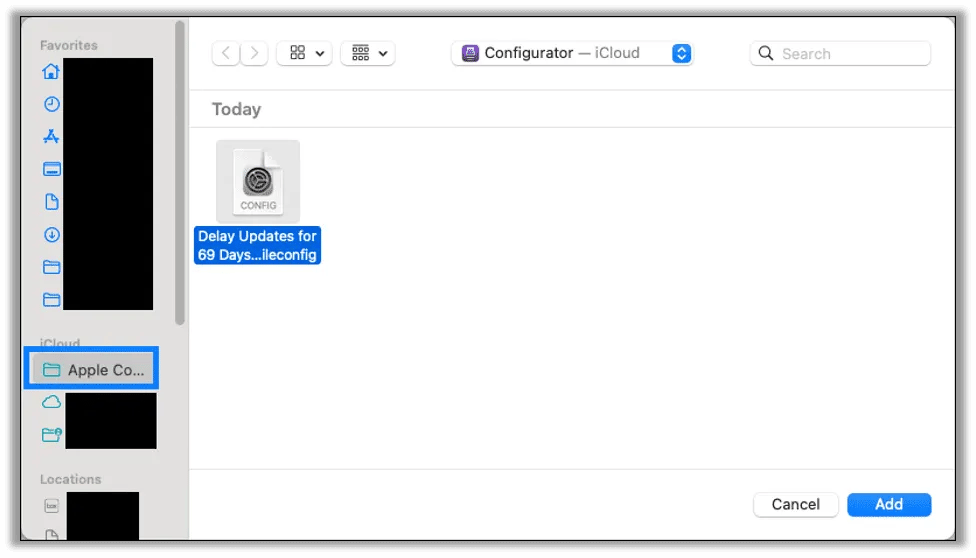 Add your configuration file