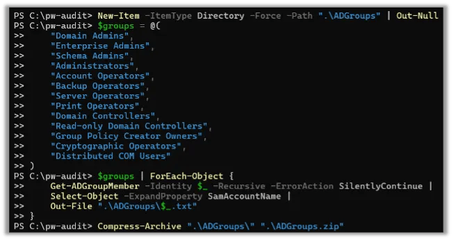 Exporting List of AD Group Members and Zipping Them for Transfer