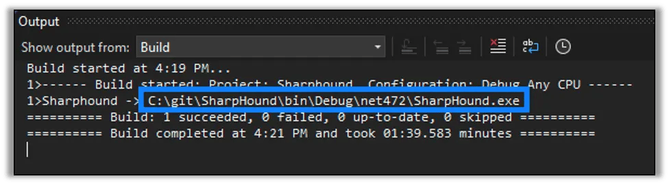 The File Path shows When the Build Has Succeeded