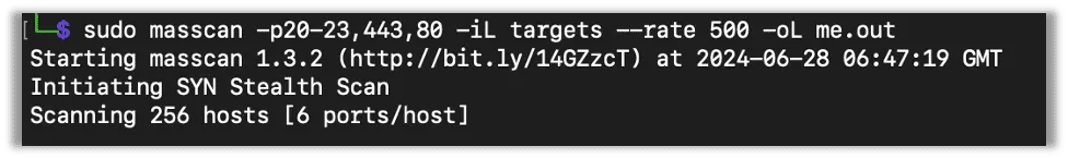 Masscan looking at specific ports
