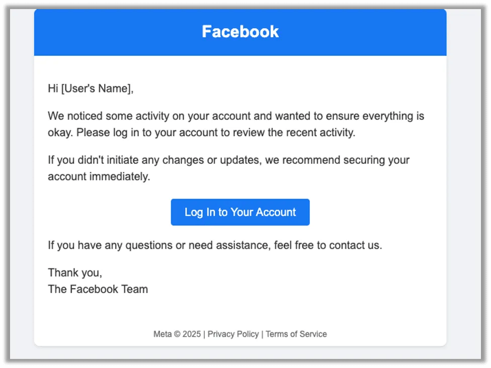Phishing email created by AI