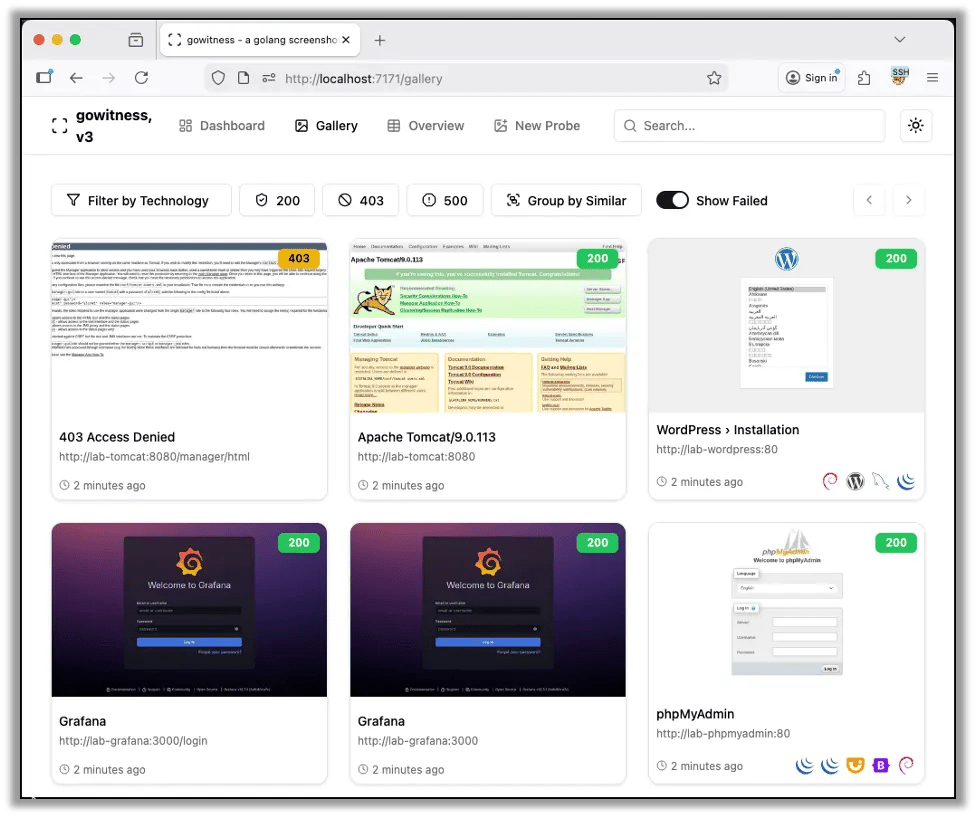 GoWitness Results in a Browser