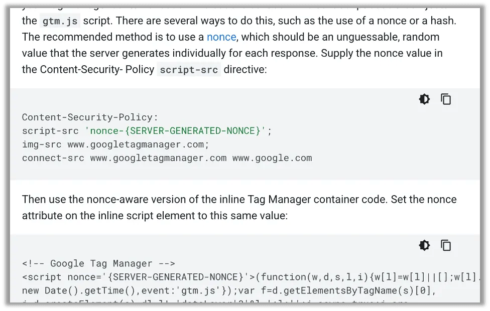 Google documentation for setting a nonce.