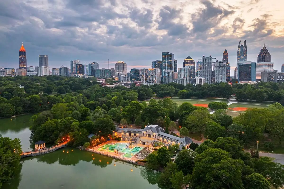The Atlanta skyline at dusk