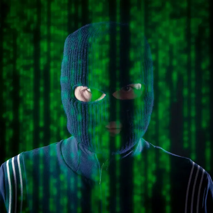Hacker in a ski mask