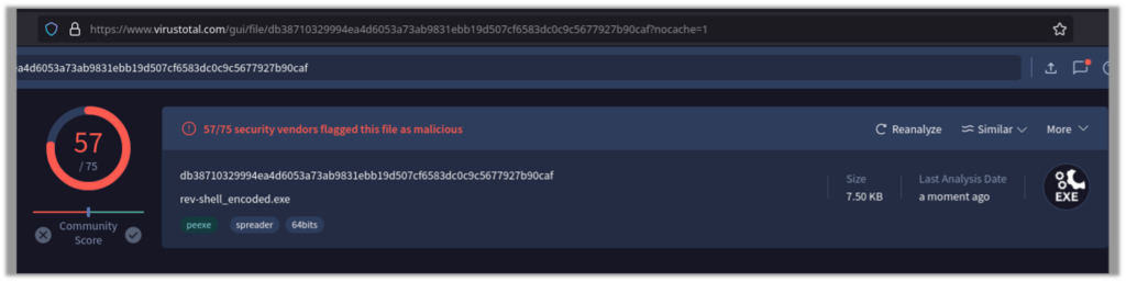 VirusTotal results are 64