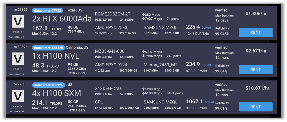 Vast.ai Cloud GPU Console