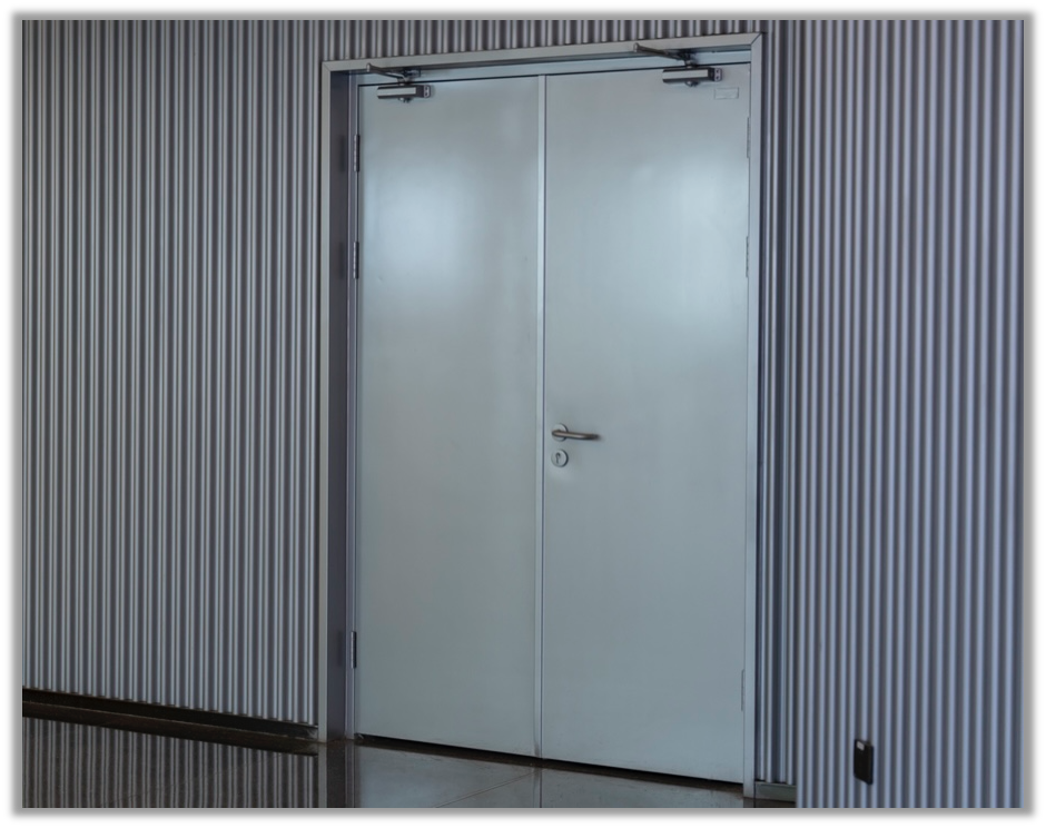 Doors with metal plate protecting the latch