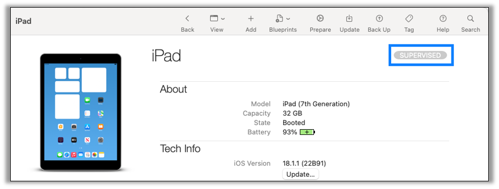 iPad shows as Supervised