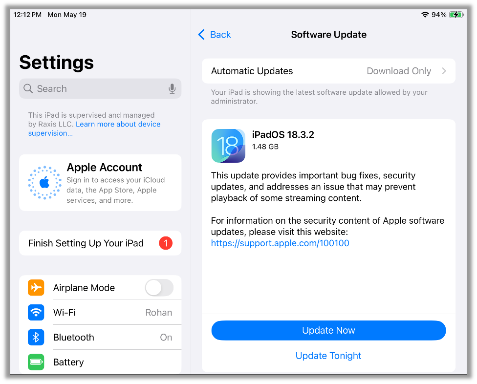 Now you can update the iPad to the version you want