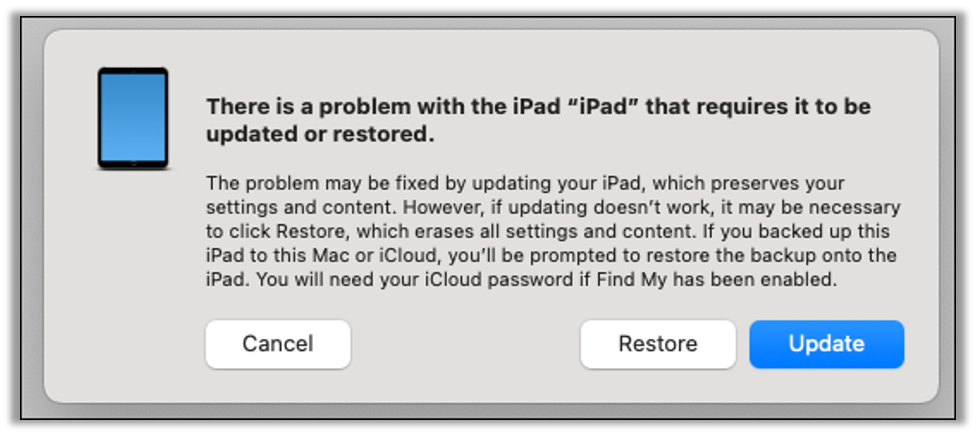 iPad error is okay during the jailbreak.