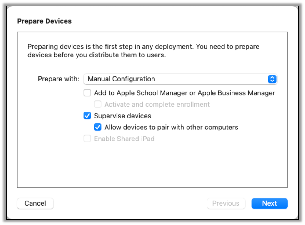 Prepare Devices dialog