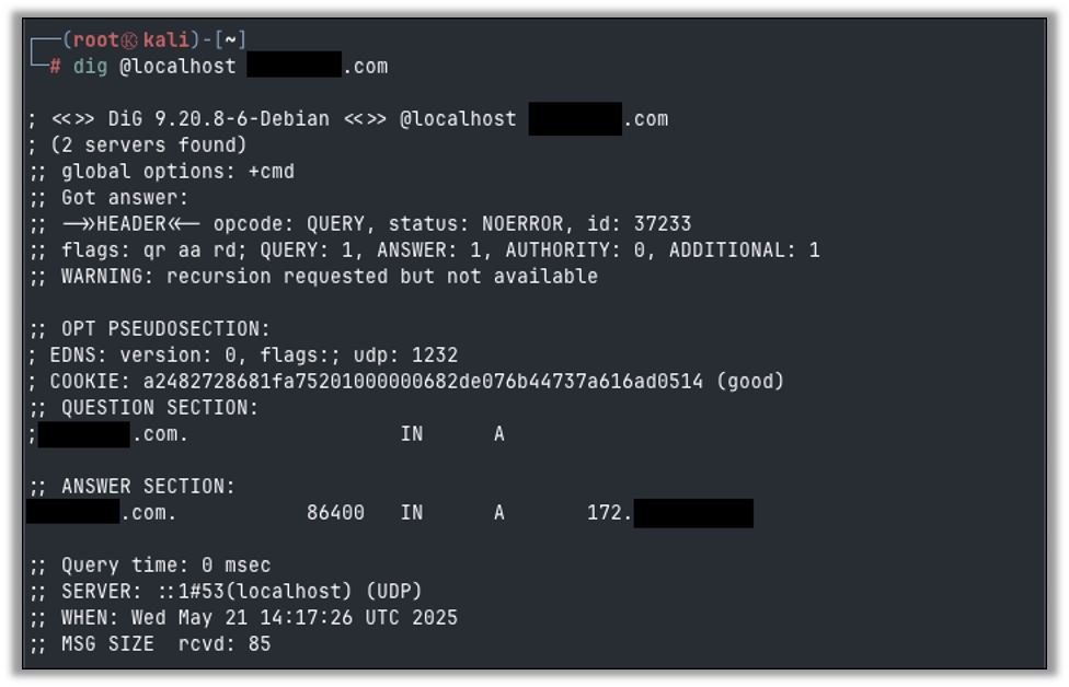 Use dig to confirm the server is working
