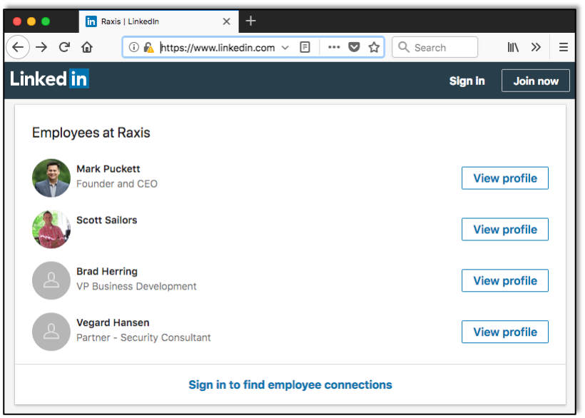 List of Raxis Employees on LinkedIn