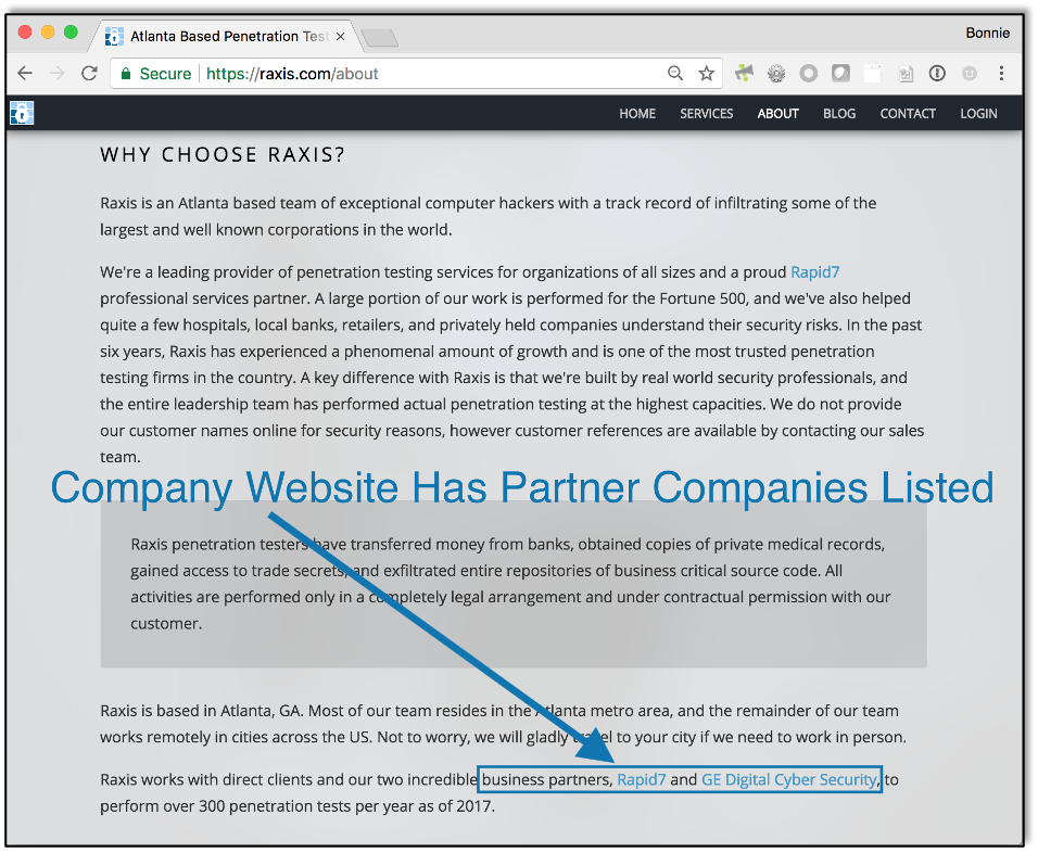 Company Website Reveals Partners