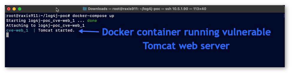 Victim Tomcat 8 Demo Web Server Running Code Vulnerable to the Log4j Exploit