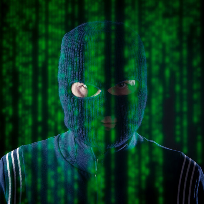 Hacker in a ski mask