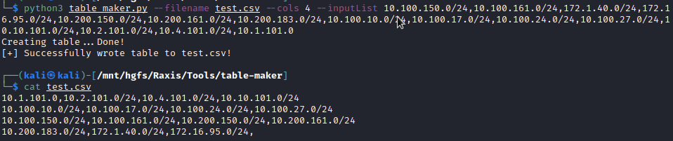 table-maker command line