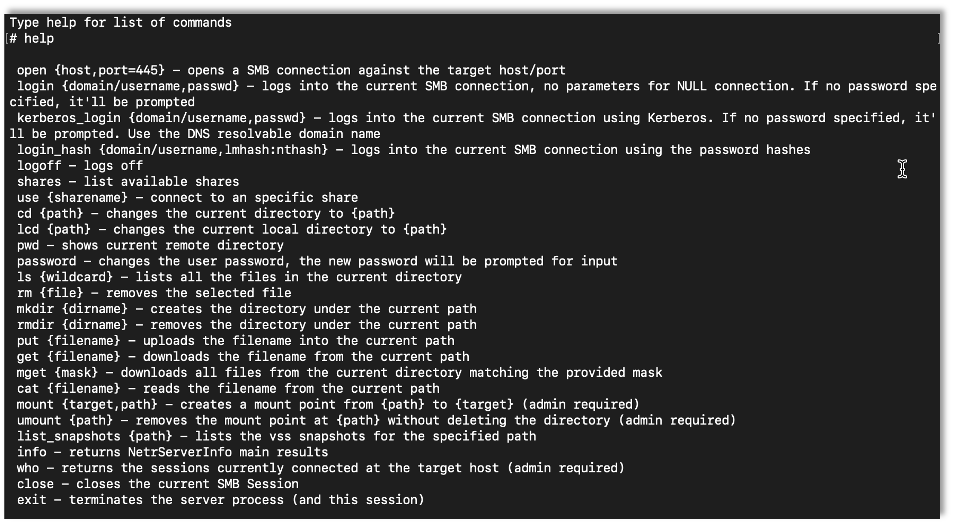 Commands that allow us to interact with the host now that we have access through netcat