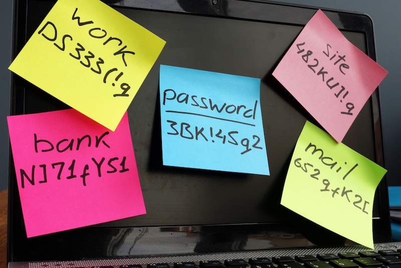 Post-It Notes With Passwords on a Monitor