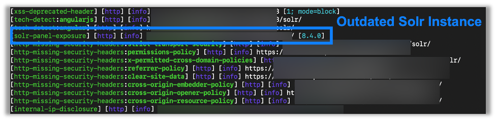 Nuclei discovering Solr panel and displaying discovered information.