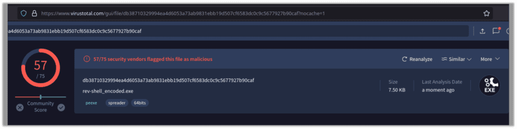 VirusTotal results are 64