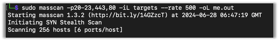 Masscan looking at specific ports