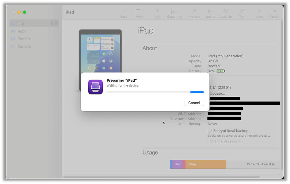 Preparing the iPad