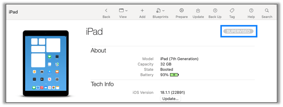 iPad shows as Supervised
