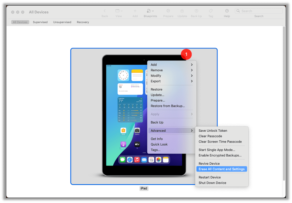 Factory reset to remove the supervision state