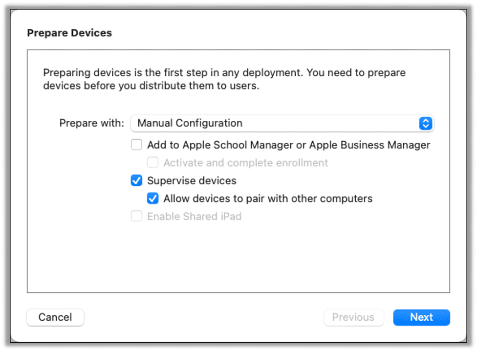 Prepare Devices dialog