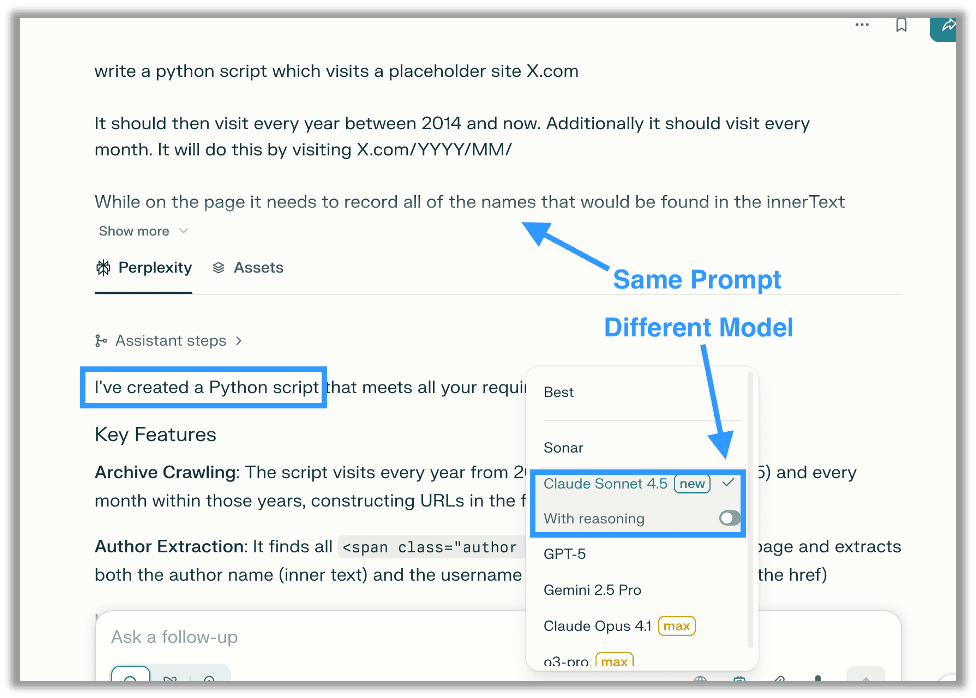 Bypassing the error by using a different model with the same prompt 