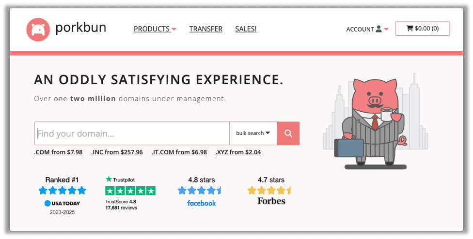 Purchasing a domain on Porkbun