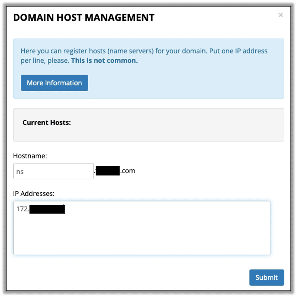 Setting up the glue record